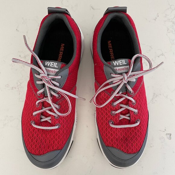 Merrell Weil Rhythm 1st Ray Flex AWS Lace Up Lo Cut Mesh Manmade Sneakers Red 40 - Picture 2 of 14